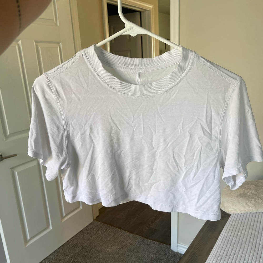 Lululemon All Yours Cropped Tshirt- size 2- white
